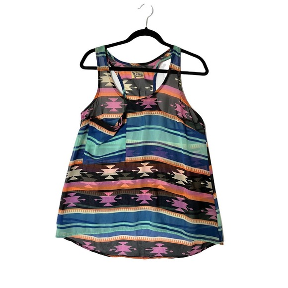 SHOW ME YOUR MUMU Womens Tank Top Aztec Sleeveless Scoop Neck Multicolor Size S - Picture 1 of 4